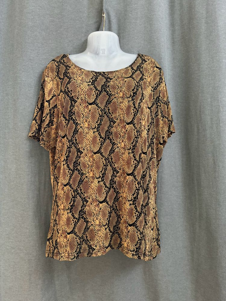 Black And Russet Brown Snake Print Top For Women's