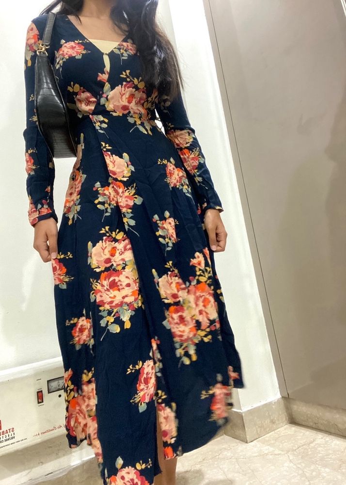 Zara Floral Midi Wrap Dress