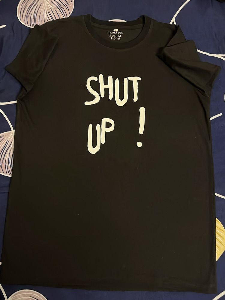 Black T-shirt With Shut Up Printed