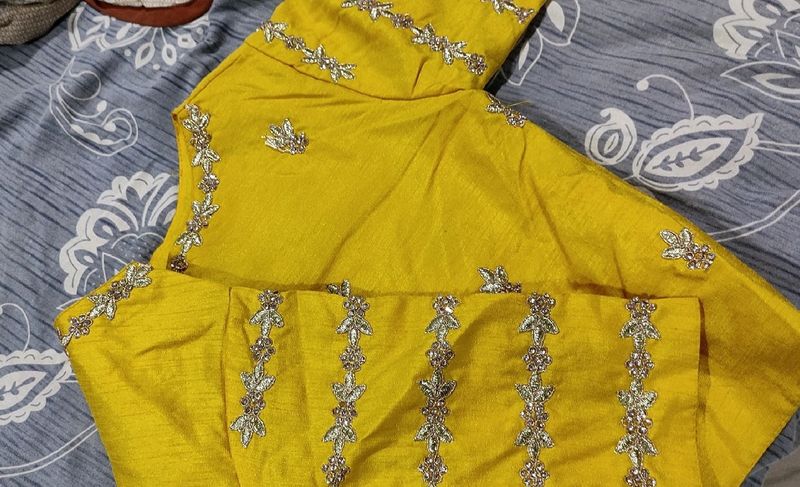 Yellow Stitched Embroidered Blouse