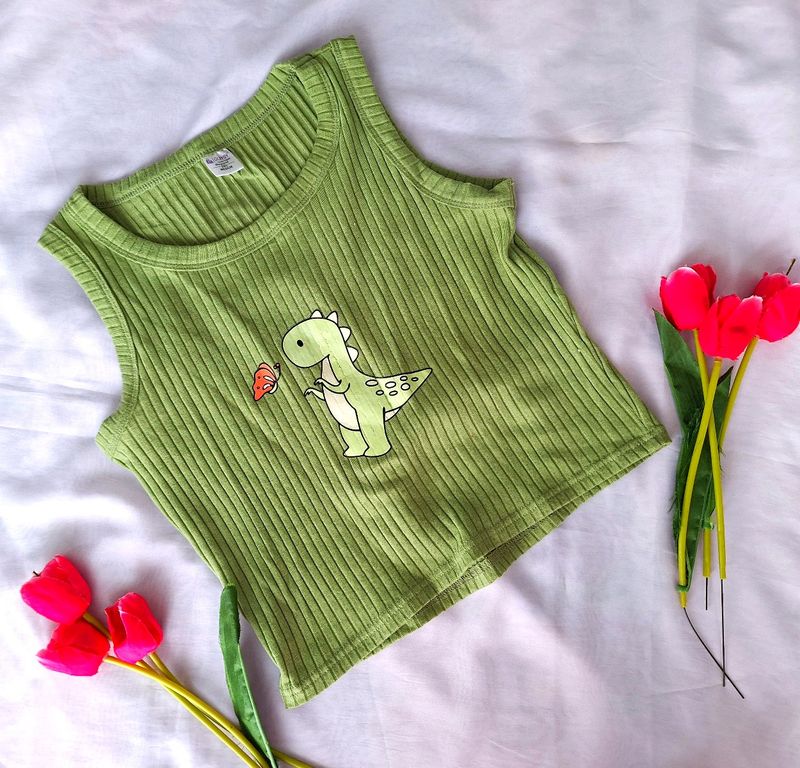 Cute Dino Print Crop Top