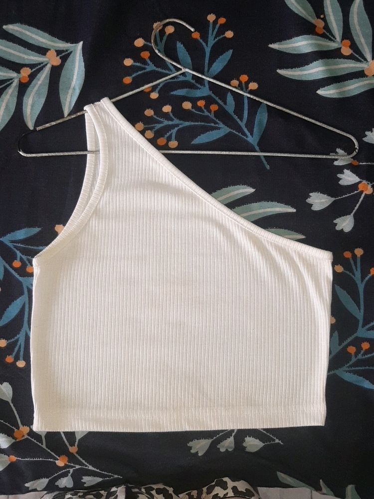 Sassy White One Shoulder Crop Top