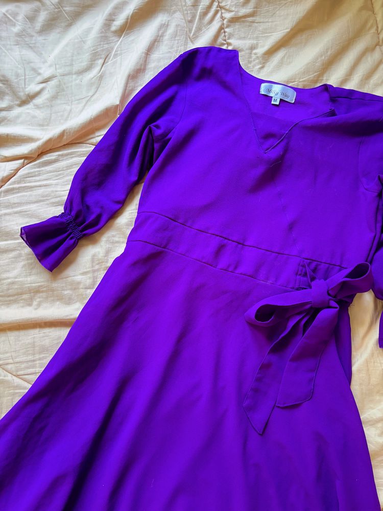 Women Georgette Formal Party Wear Purple Dress