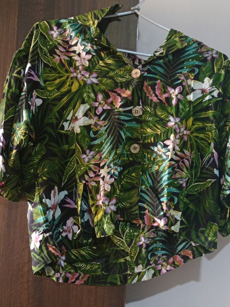 green floral crop top