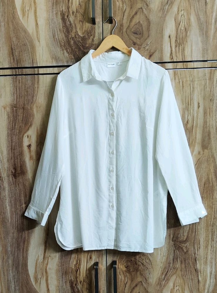 Off White Plain Shirt Size-40