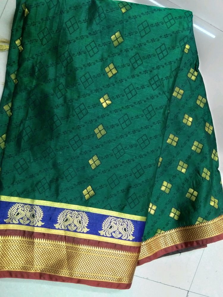 Green Saree One Time Used