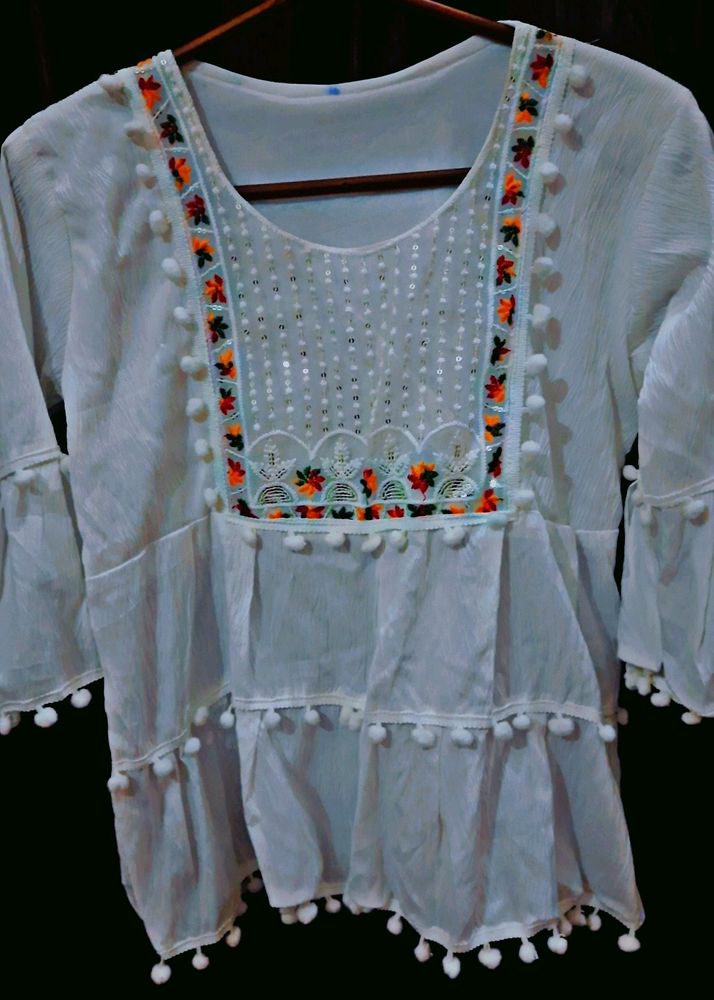 Chikankari Short Kurti