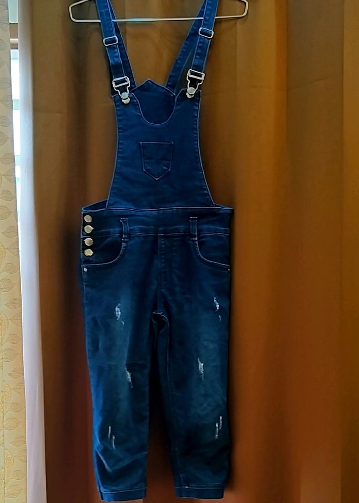 Blue Dungaree Knee Length