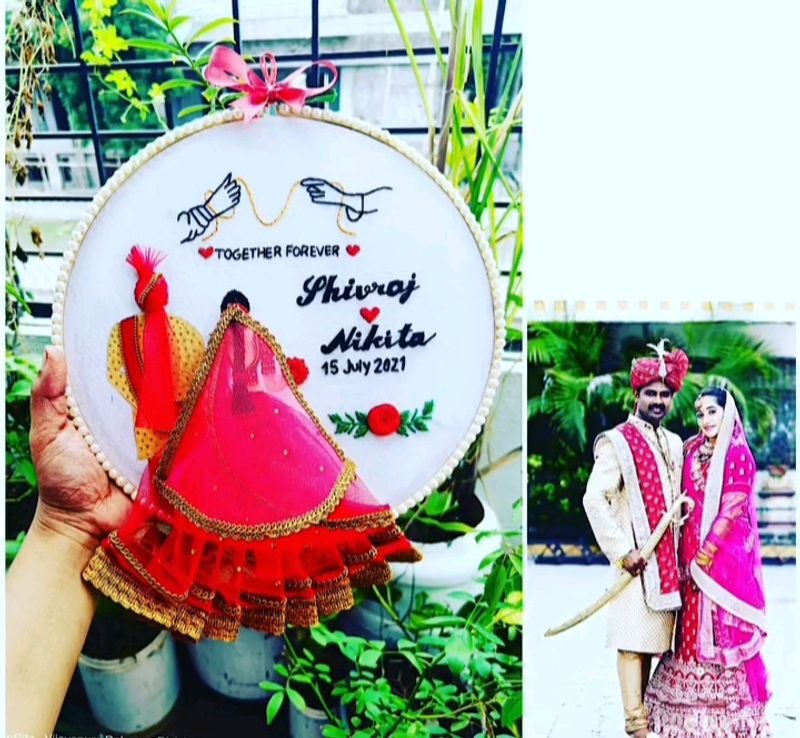 Recreated Wedding Memories Embroidery Hoop