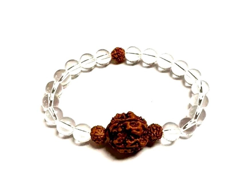 Rudraksha With Crystal Design Bracelet