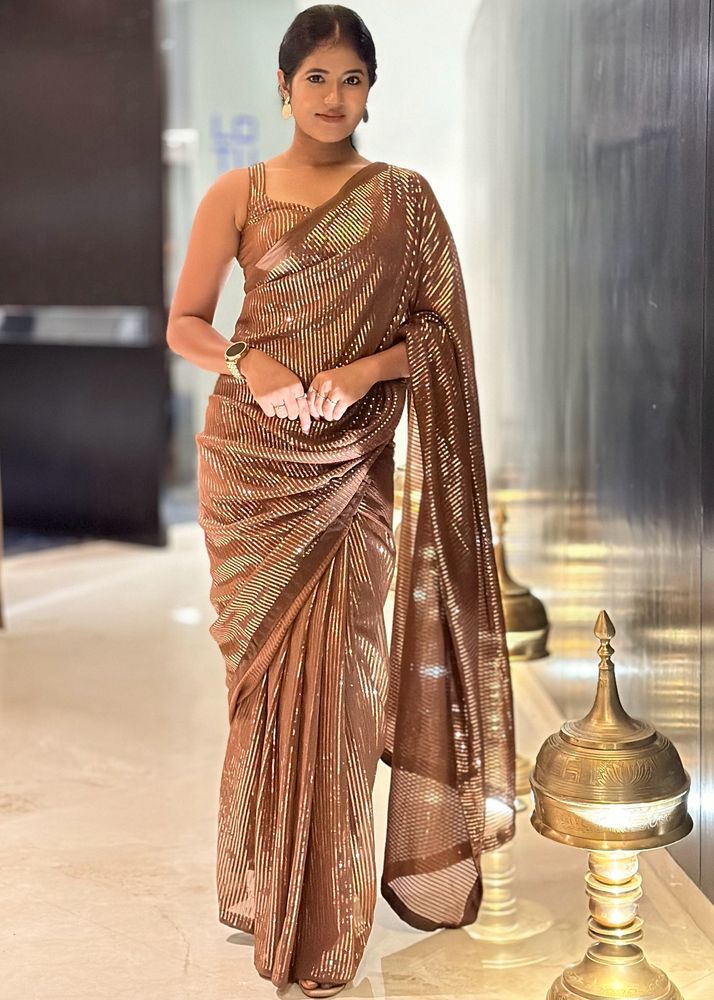 Coffee Brown Georgette Saree