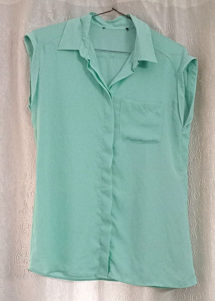 Mint Green Sleeveless Shirt