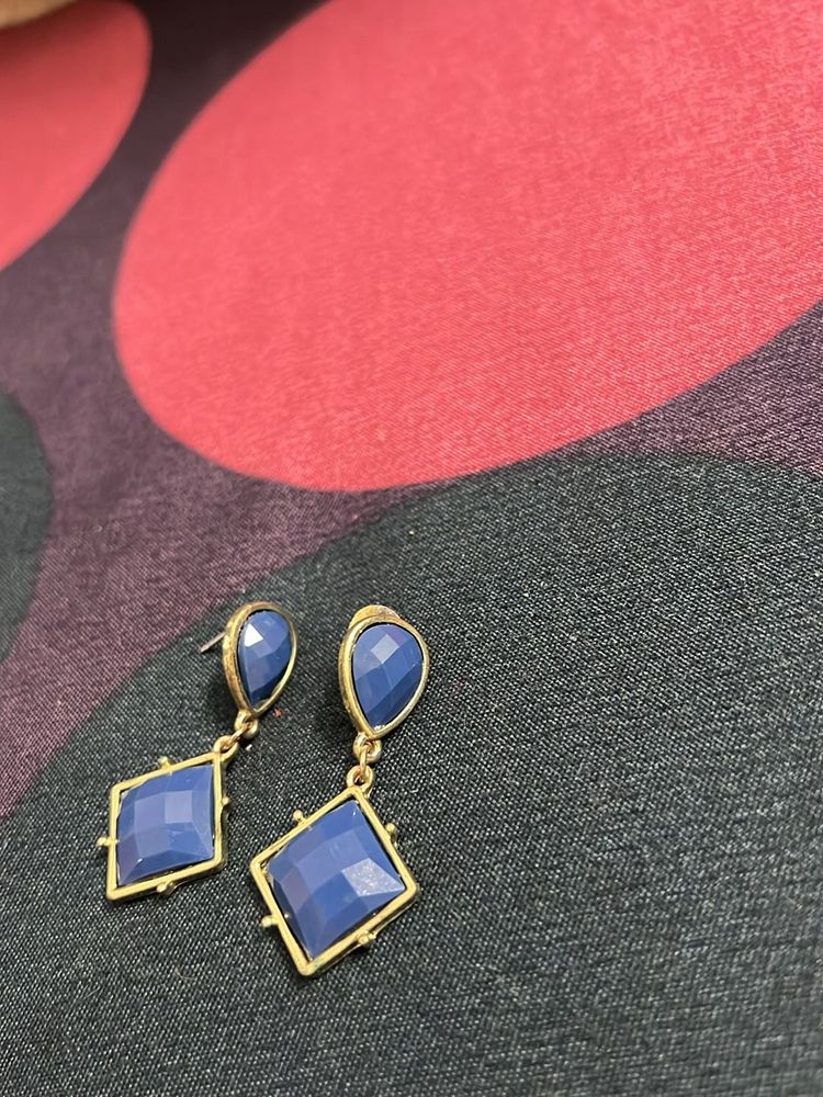 Small Golden Blue Earrings