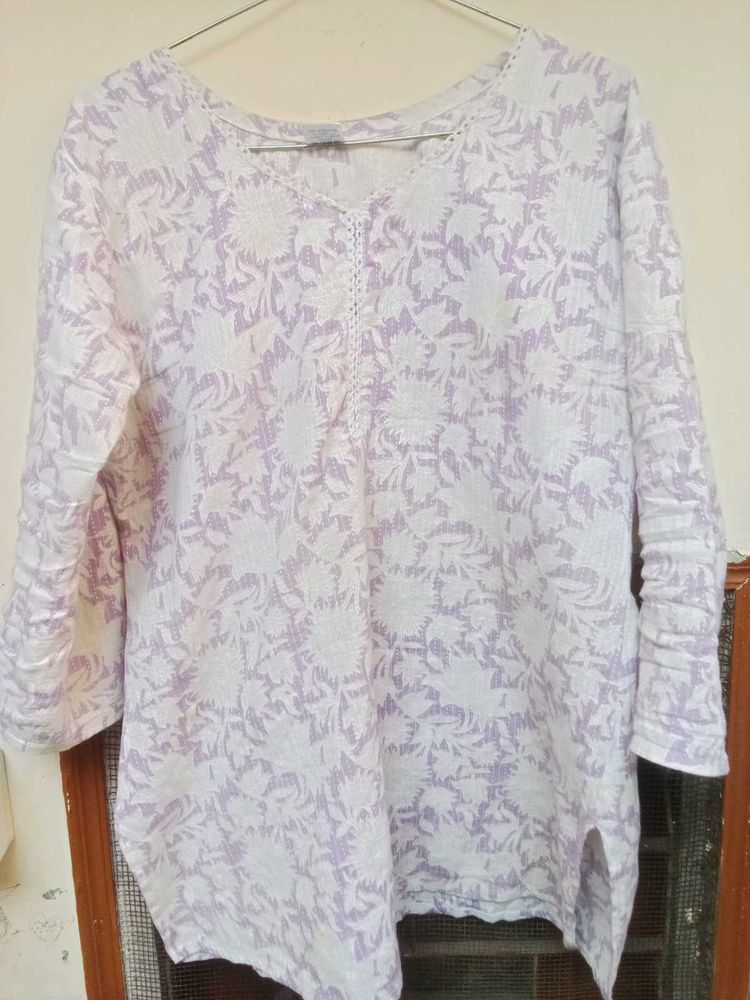 Lavender And White Tunic