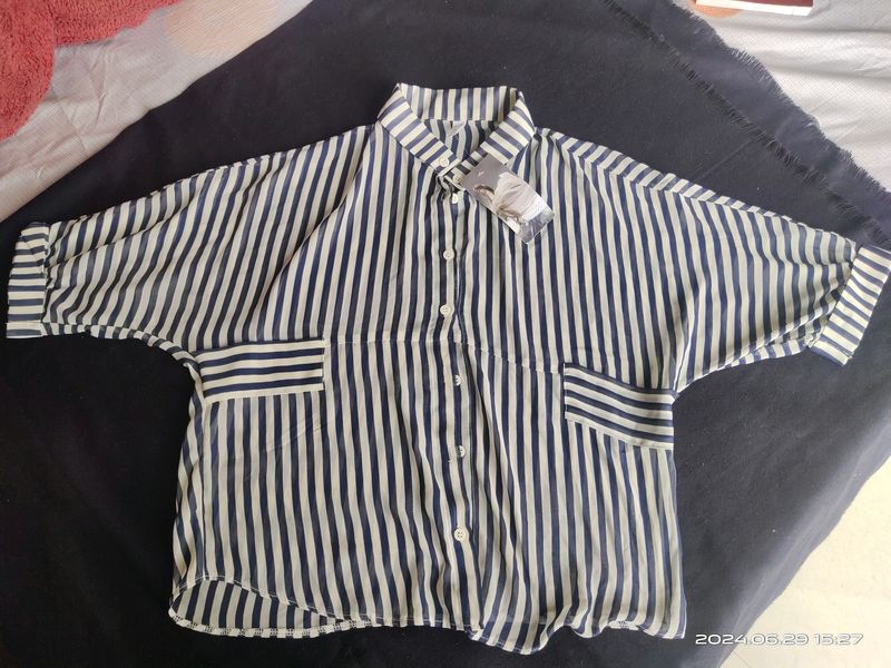 Blue Stripes Korean Shirt - L/XL