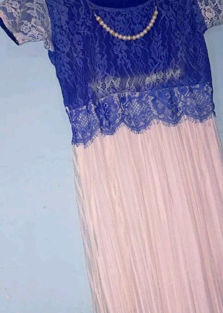 Pinteresty Blue Long Gown For Women