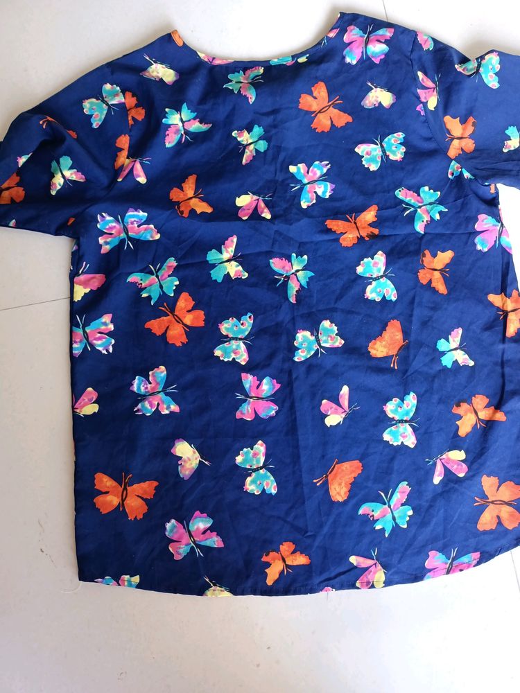 Blue Floral Print Top