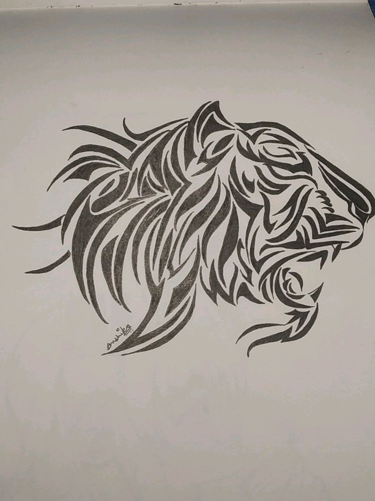 Silhouette Sketch Of Tiger