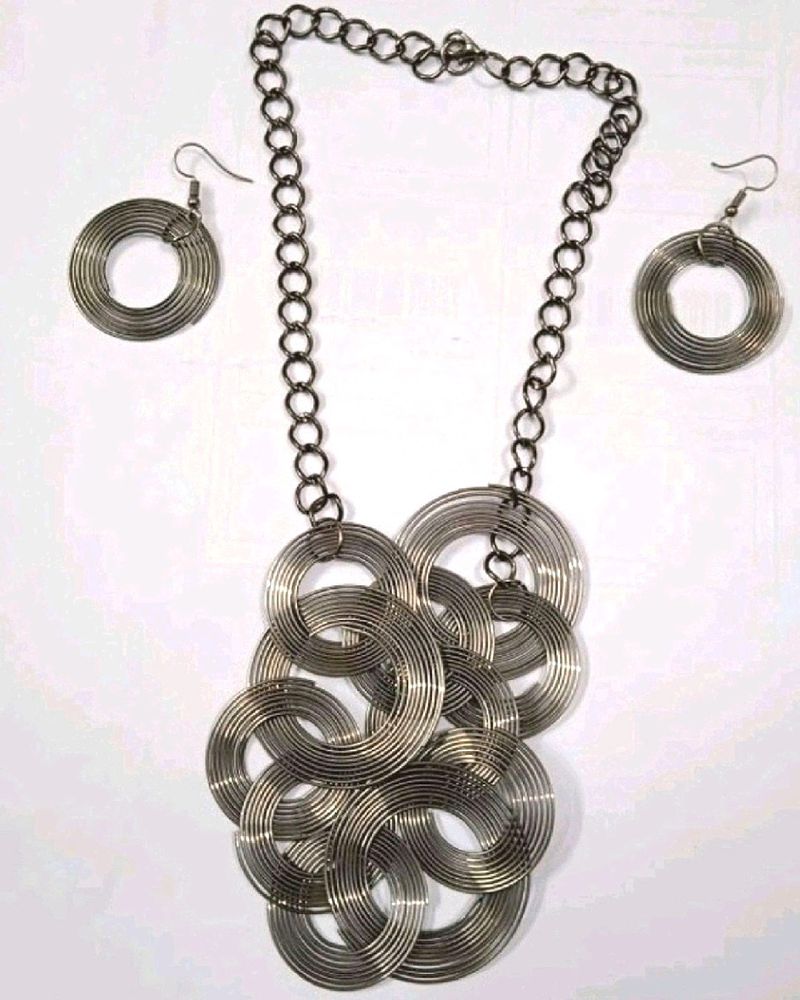 Oxidized Necklace with Earrings