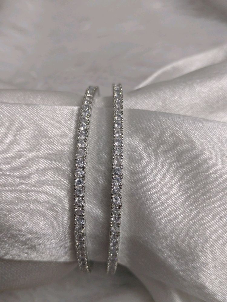 Pair Of Silver AD bangles