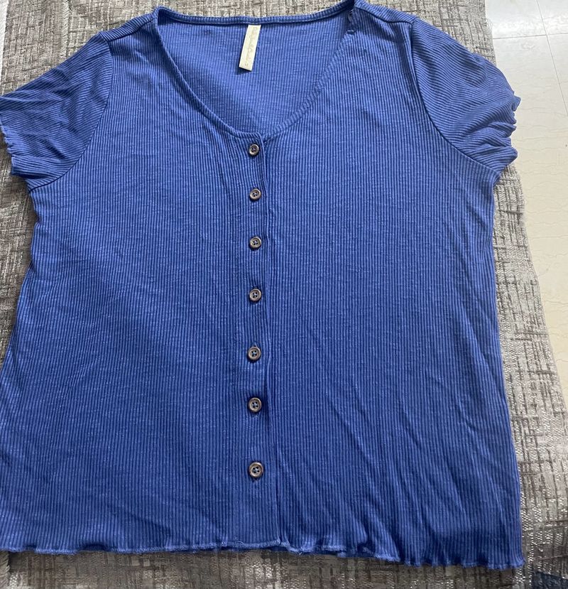 99 SALE Grab Button Down Top in Blue Colour, Size