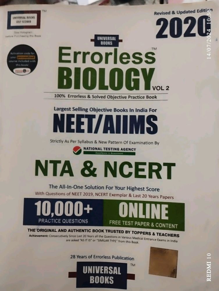 Errorless Biology  MCQ  for Neet