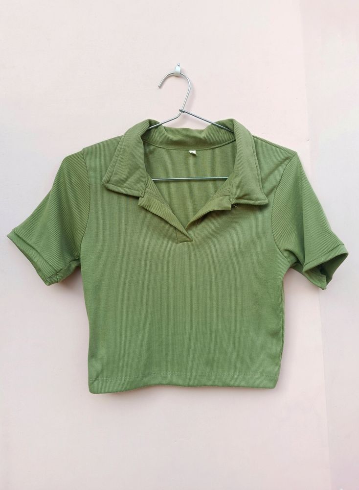 Sage green thick ribbed top (Size S)