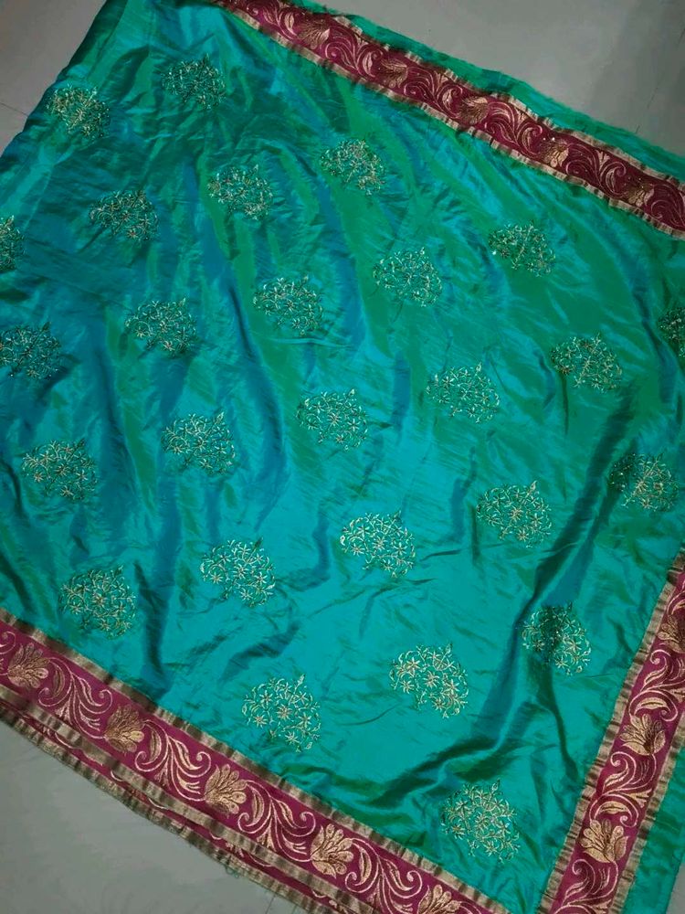 Beautiful Multi Shaded Satin Soft Saree