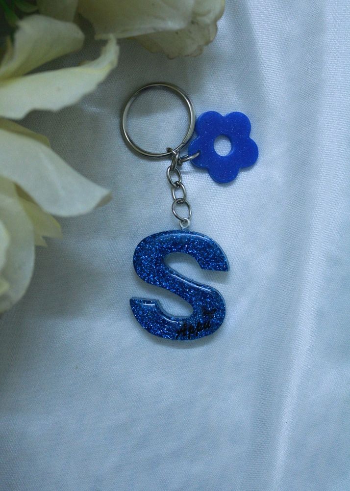 Blue With Glitter Keychain