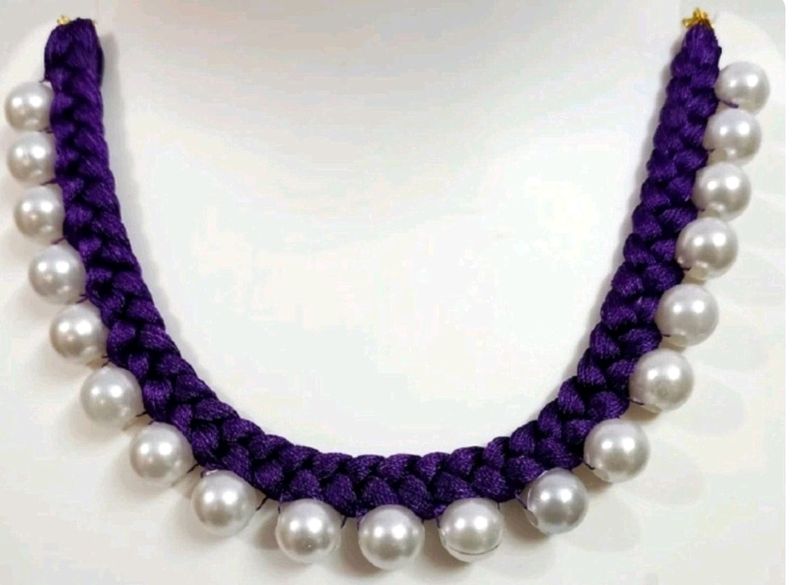 Indo -fusion Spalshy Purple Fabric Nacklace