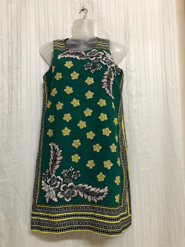 Zara Mini Green Printed Dress