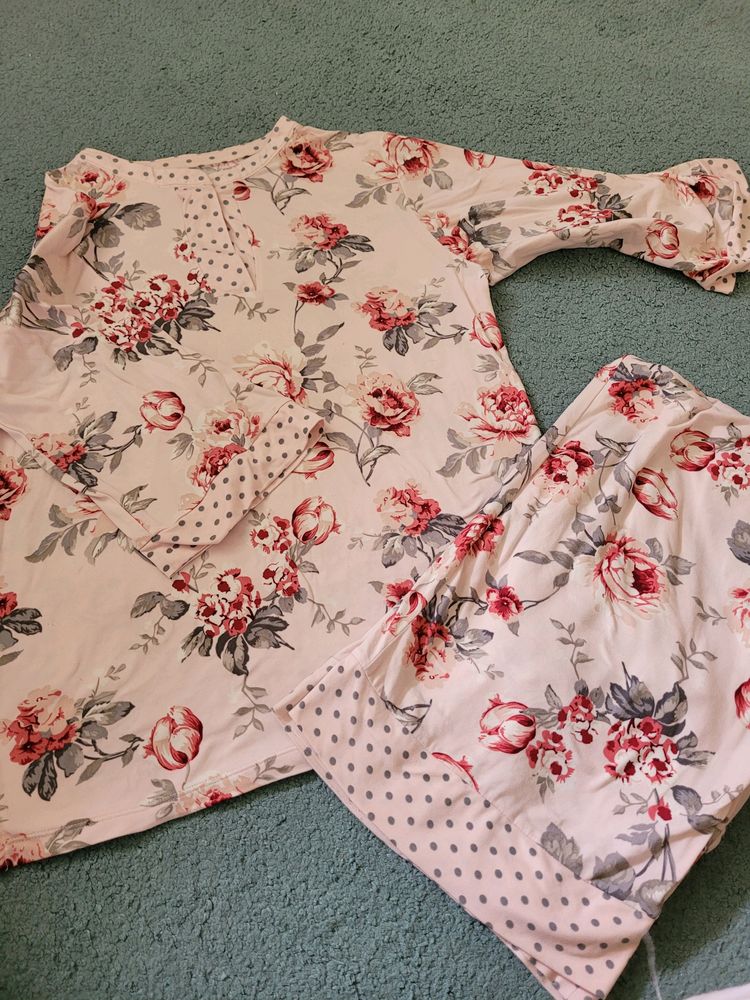 3/4 Sleeve Rose Pajama Set