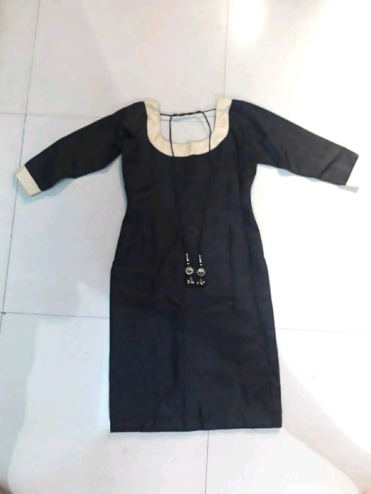 Plain Black Kurti For Women