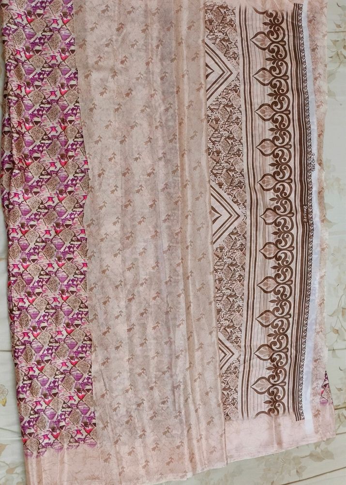 Light Cream With Purple Pattern Saree (New)