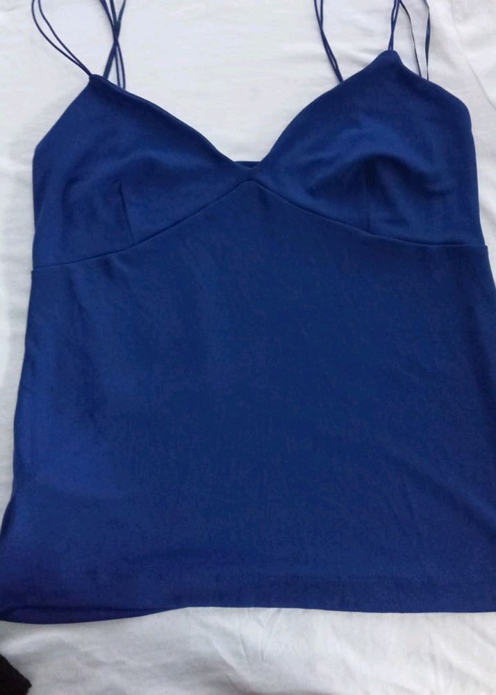 MANGO BLUE SLEEVELESS TOP