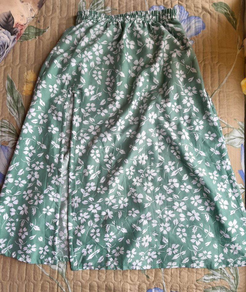 Green floral skirt