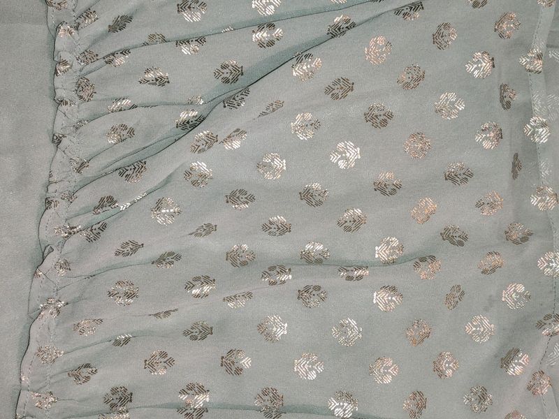 Faded Pastel Green Ready Made Sari