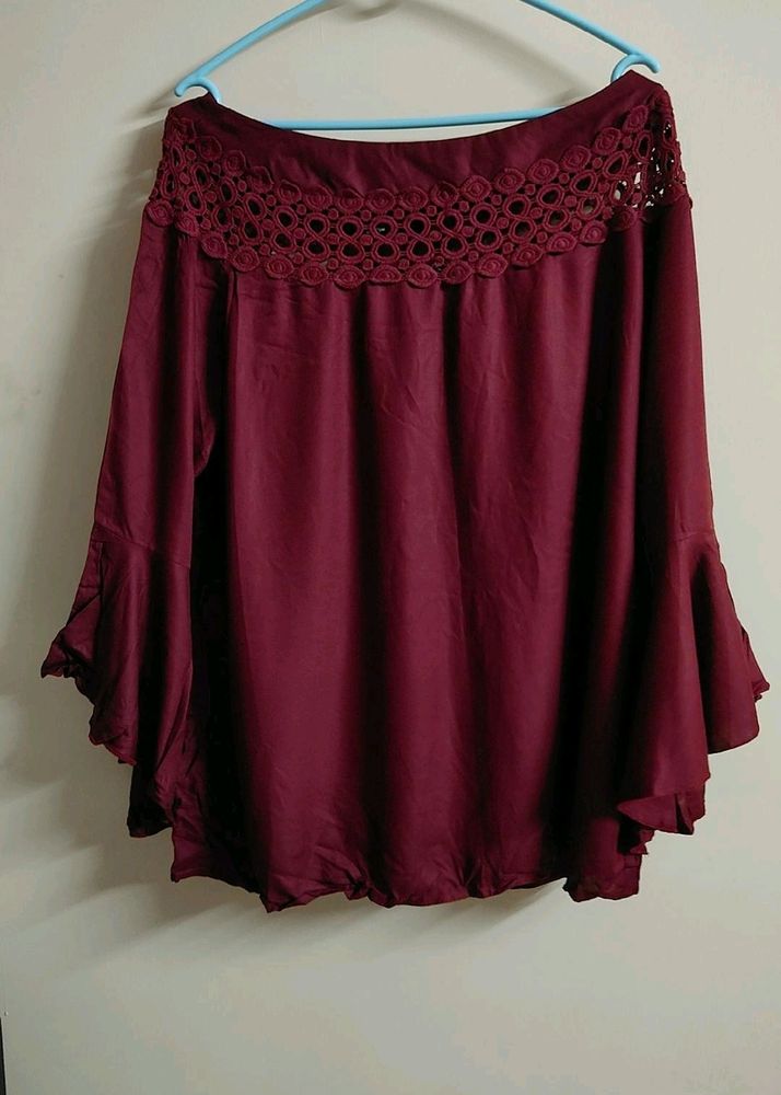 XXL Maroon Top with Cut-outs