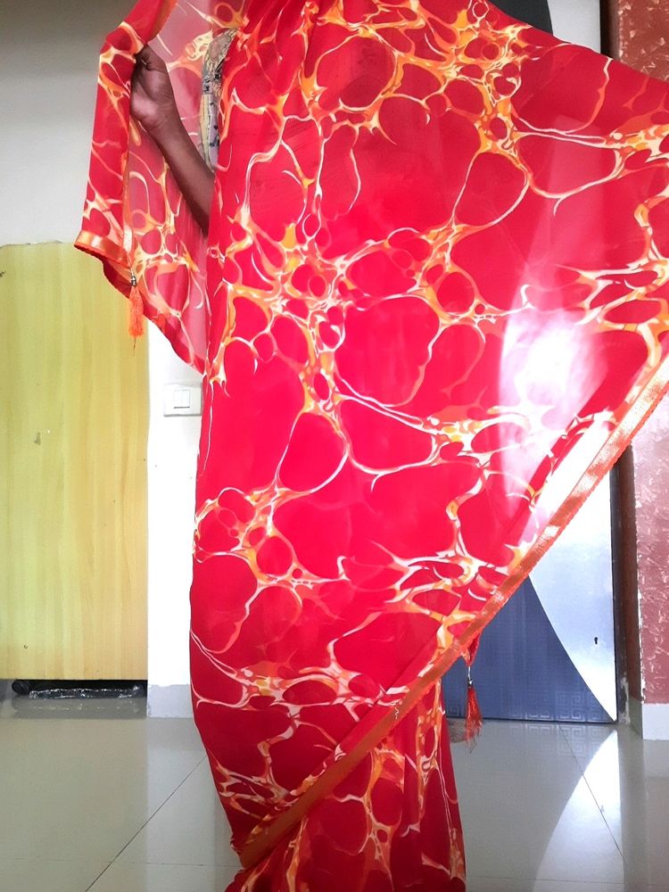 Saree in red color