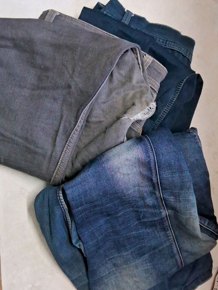 3 Worn Out Denim Jeans For Craftwork