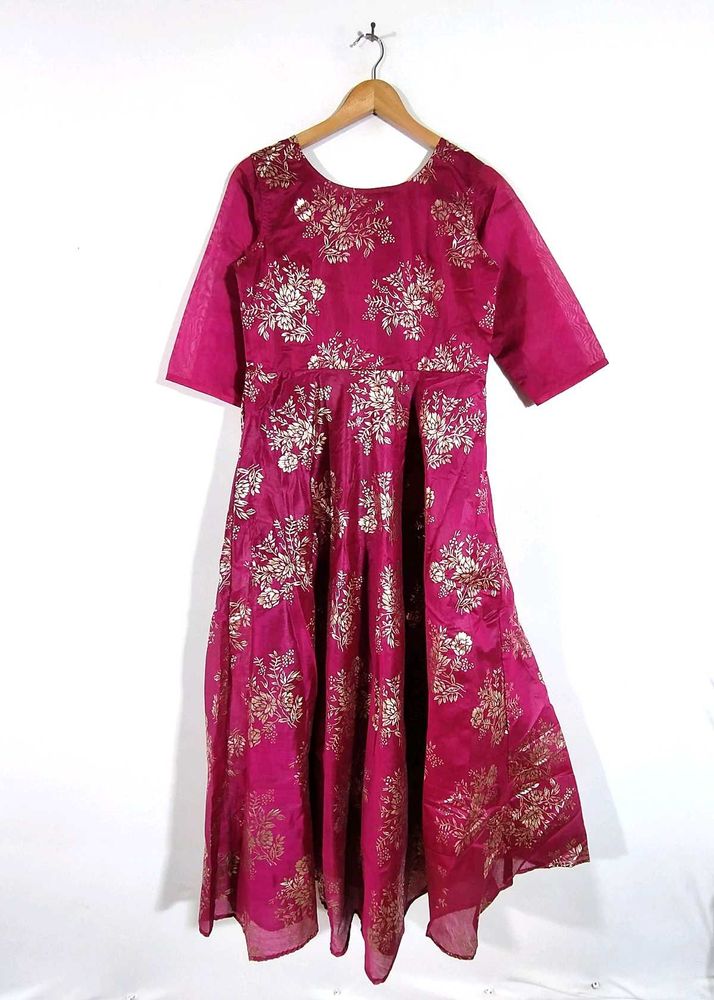 Maroon Floral Print Kurta (Women's)