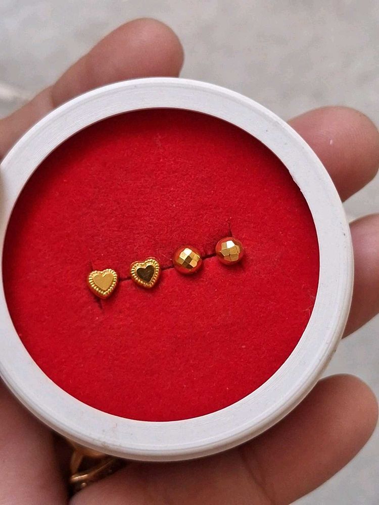 Beautiful New Heart and Dimond Cut Studs