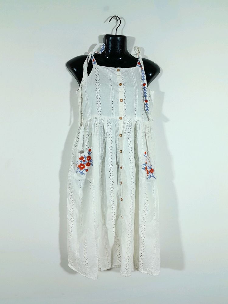 Off White Embroidered Dress (Women's)