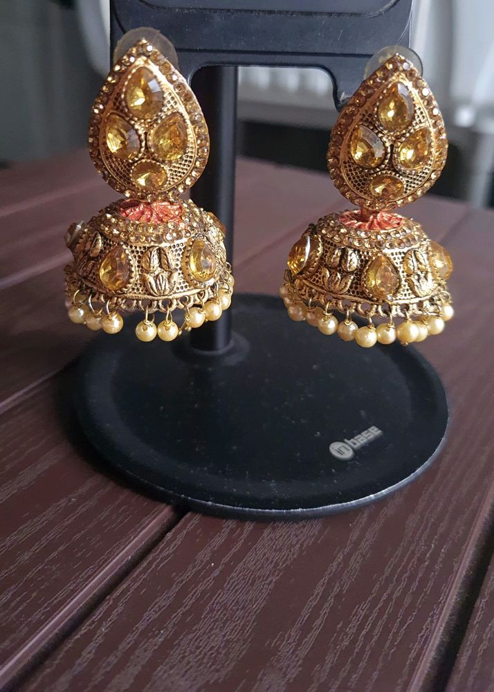 Golden Jhumka Earrings