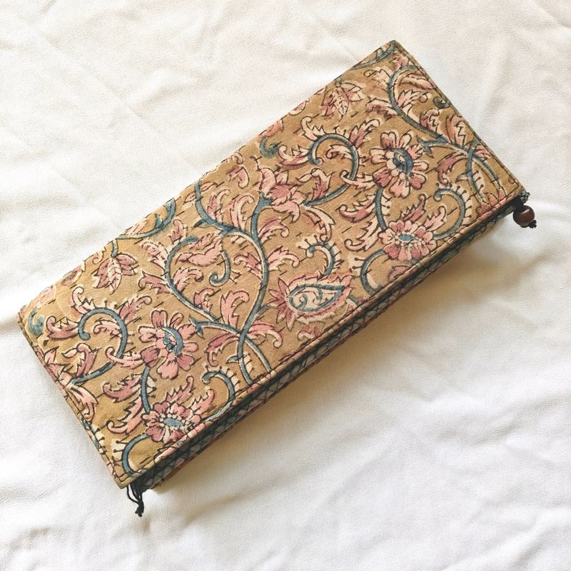 Rattan and Kalamkari Clutch