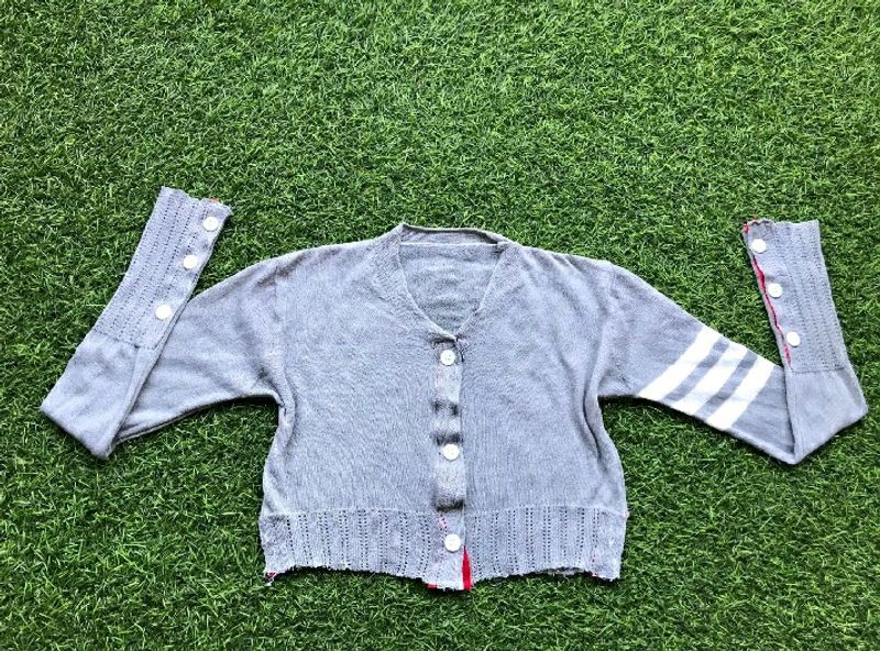 Grey Full Sleeve Crop Top