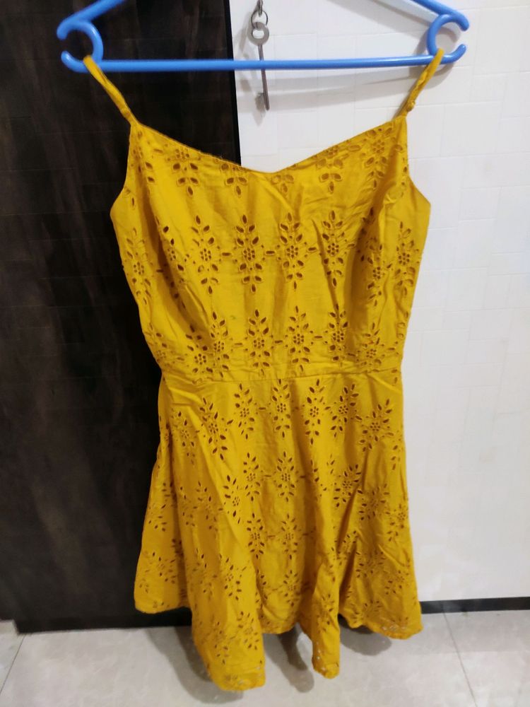 Spaghetti mustard dress