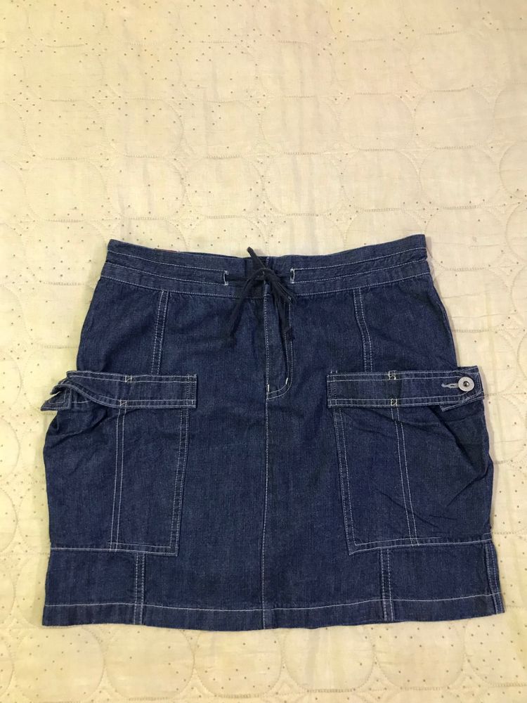 Denim Look Casual Skirt Waist 30