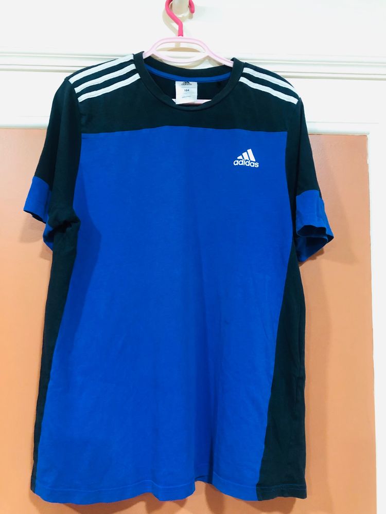 Adidas Stripped Cotton Blue Tshirt