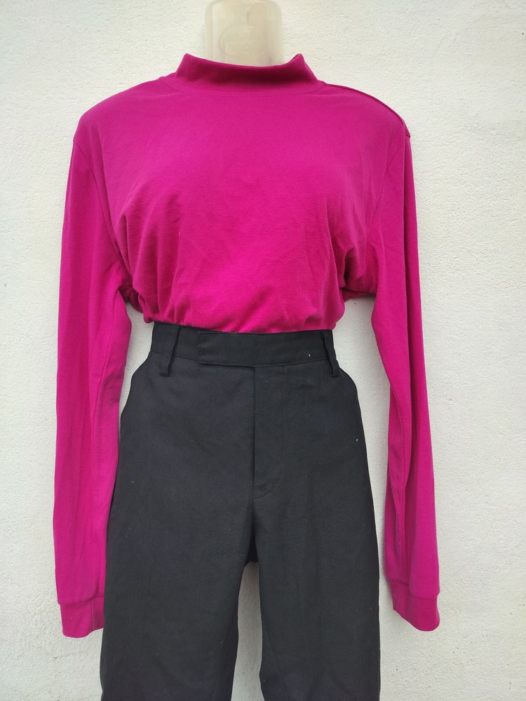 Pink Turtle Neck Full Sleeves Top